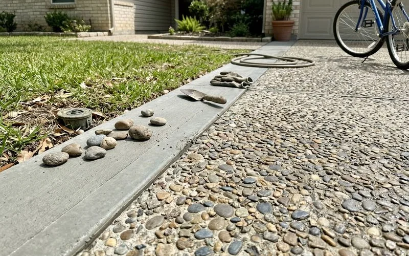 Exposed aggregate driveway upgrade detail