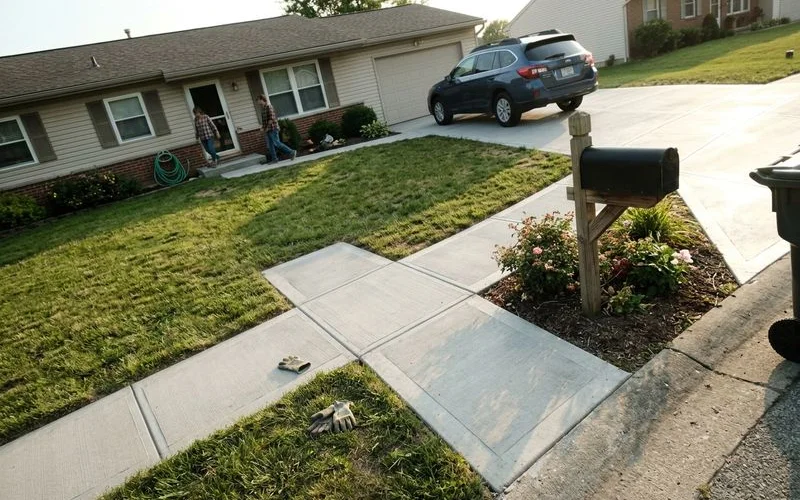 Finished driveway and walkway in front of a Hamilton County home