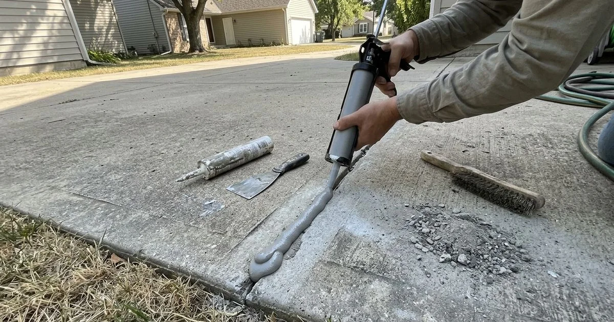Filling a concrete crack with polyurea injection